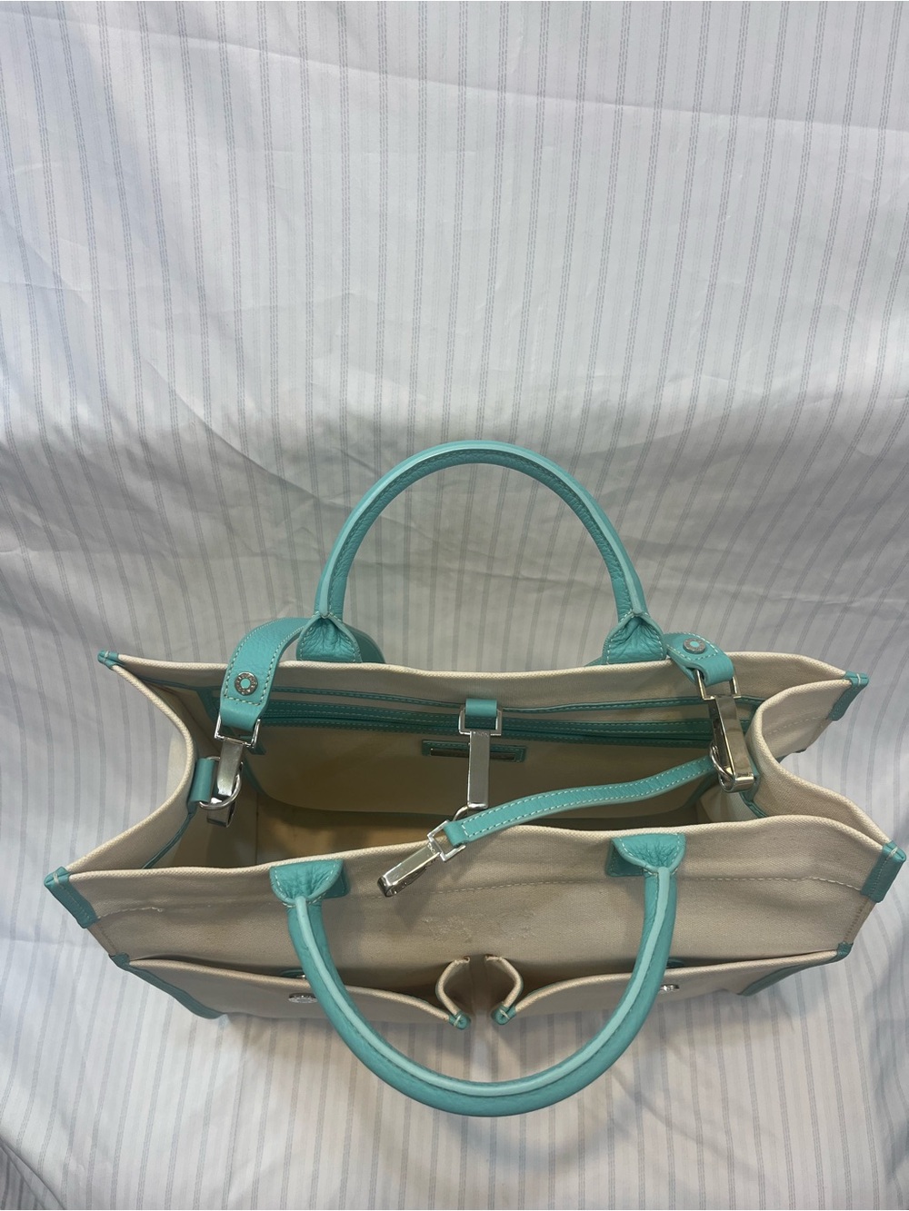 Tiffany & Co. Jitney Cream Canvas Tote with Shoulder Strap - Picture 7 of 14